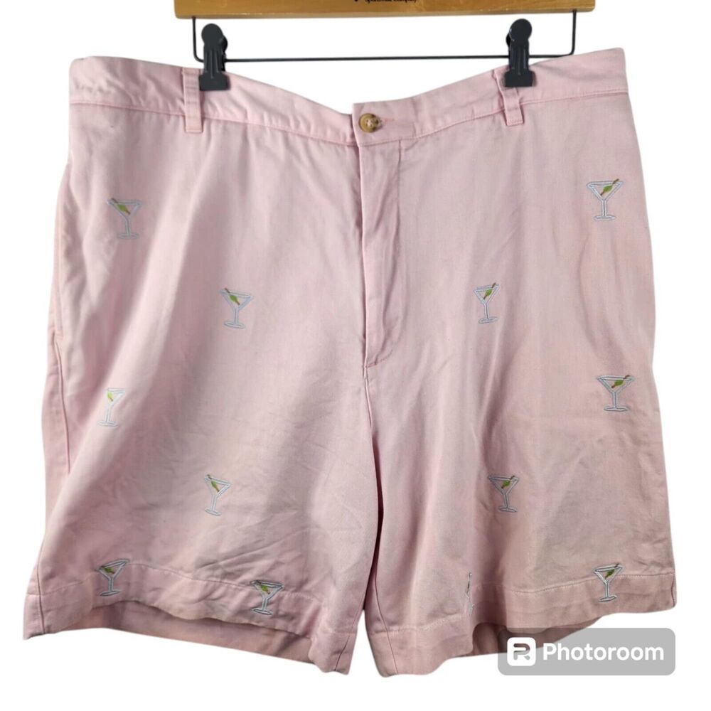 Orvis Mens 42W Pink Martini Golf Shorts Flat Front Chino 100% Cotton Pockets